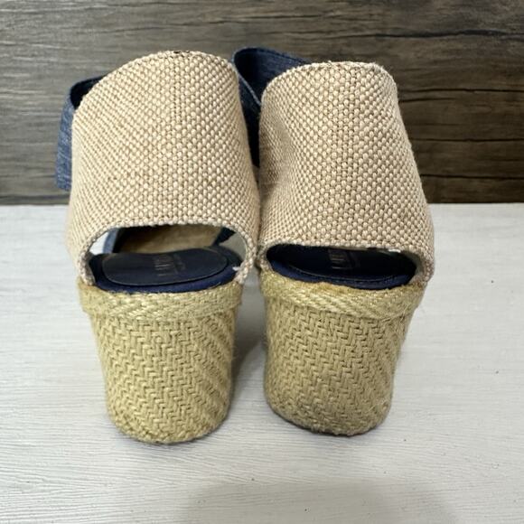 Lauren Ralph Lauren Wedges Women 11B Charla Denim Blue Canvas Espadrille Coastal - Picture 5 of 10